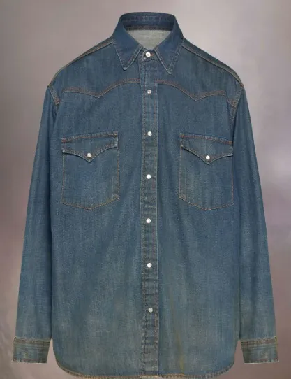 Maison Margiela  |Denim Long Sleeves Plain Cotton Designers Shirts