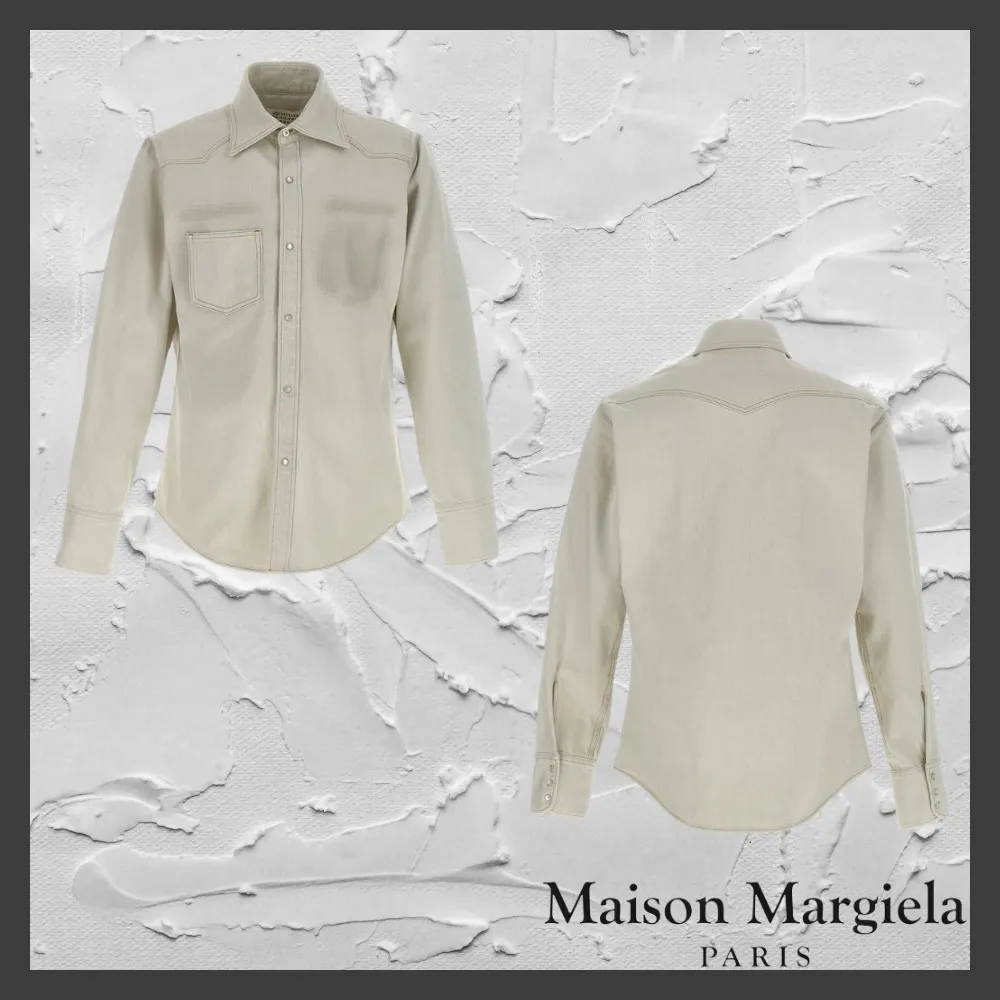 Maison Margiela  |Long Sleeves Plain Cotton Designers Shirts