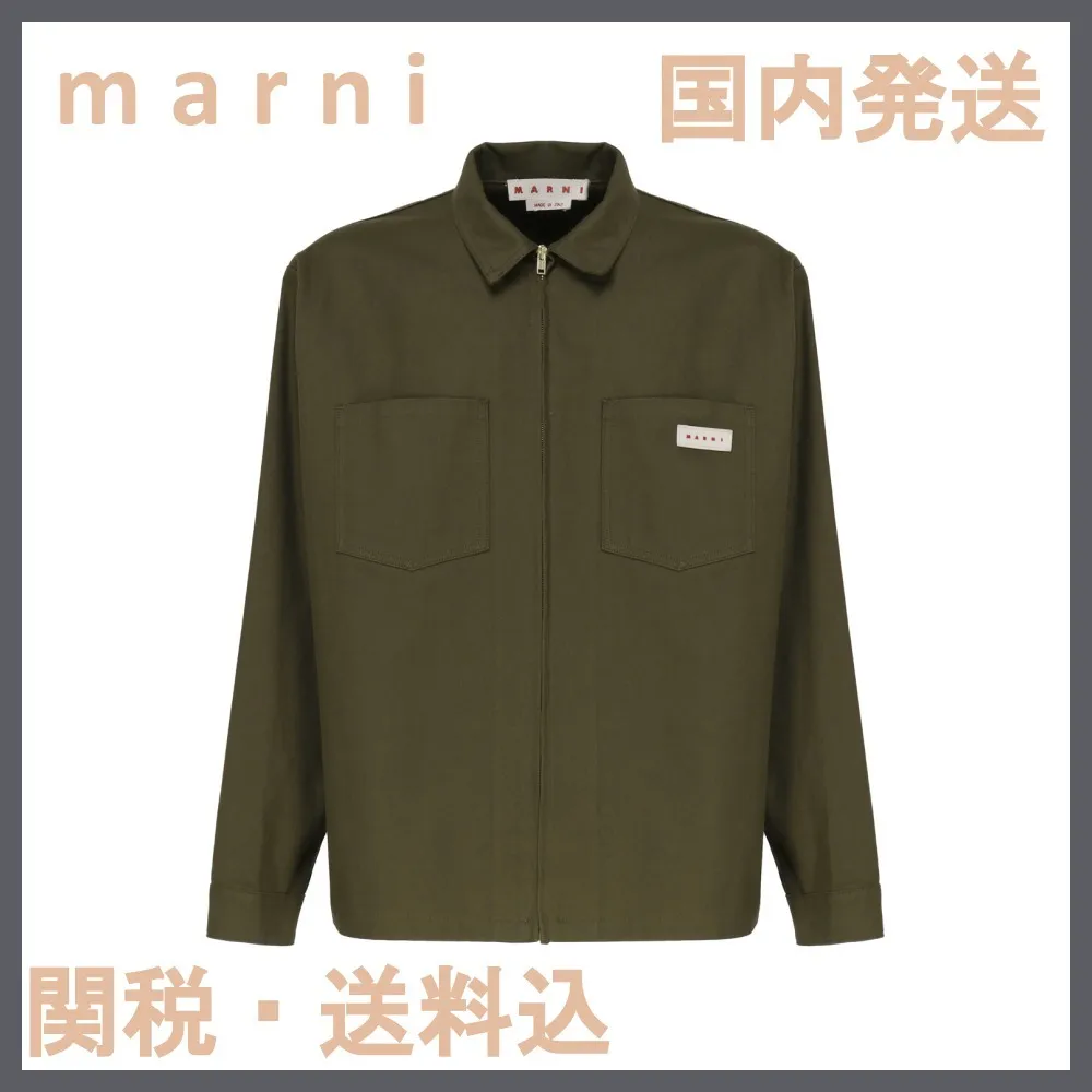 MARNI  |Long Sleeves Plain Logo Designers Shirts