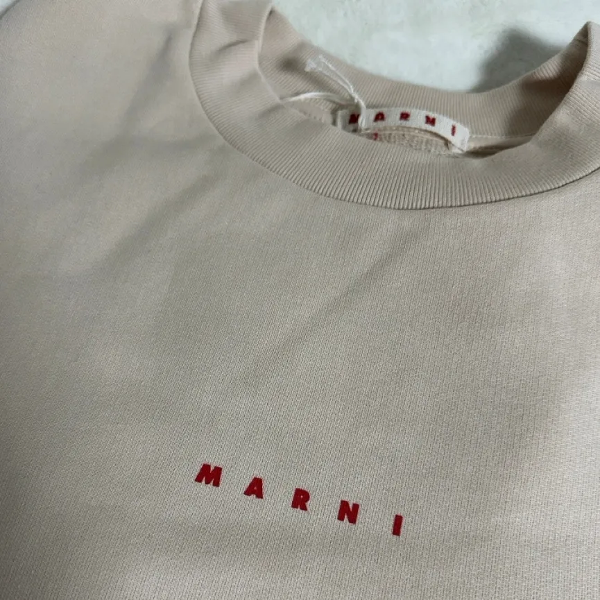 MARNI  |U-Neck Long Sleeves Plain Cotton Logo Designers Sweatshirts