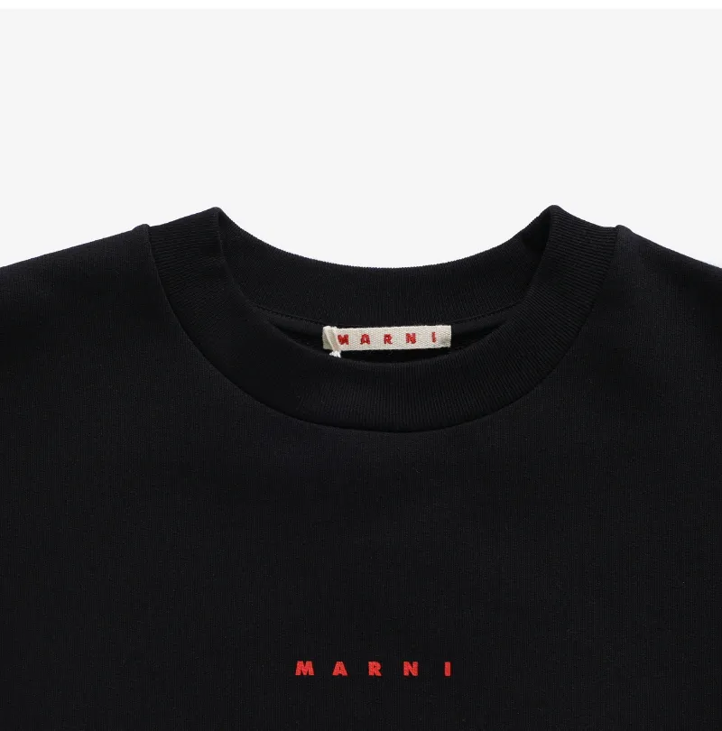 MARNI  |U-Neck Long Sleeves Plain Cotton Logo Designers Sweatshirts