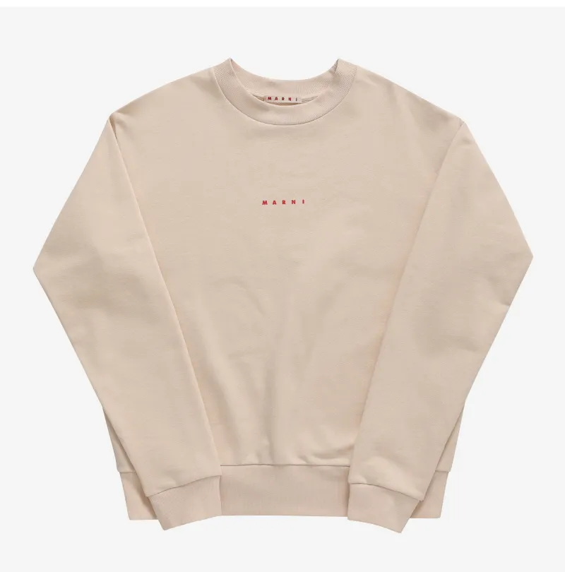 MARNI  |U-Neck Long Sleeves Plain Cotton Logo Designers Sweatshirts