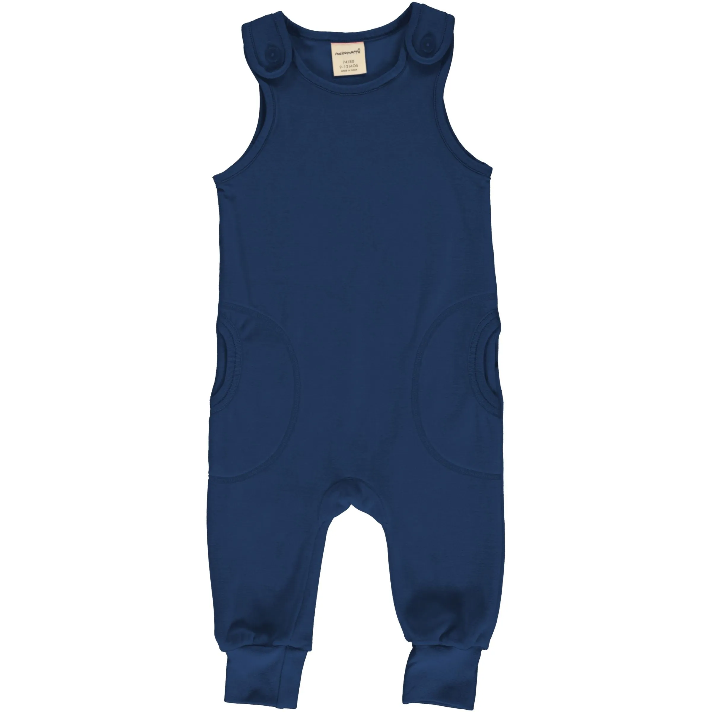 Maxomorra Navy Velour Playsuit