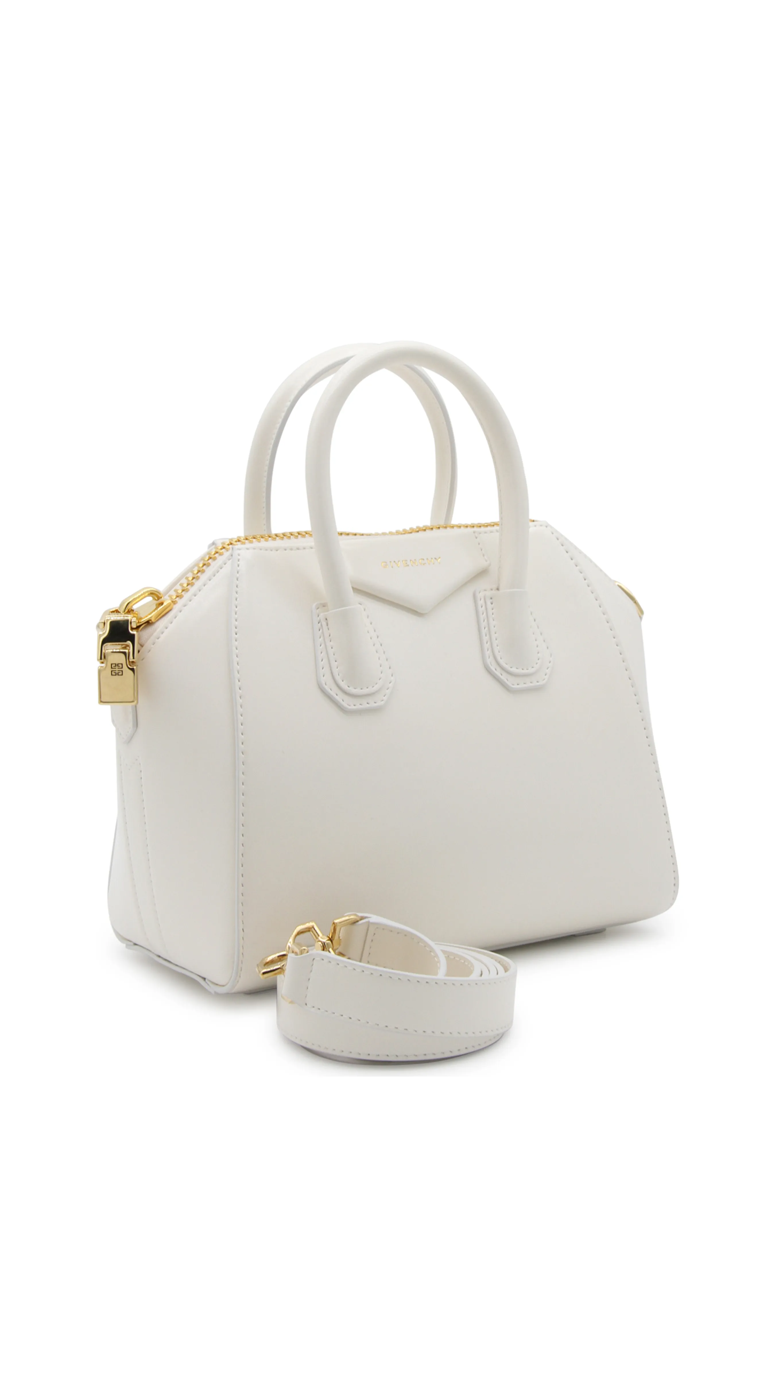 Mini Antigona Bag in Box Leather - White