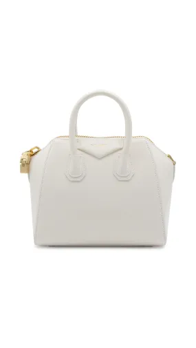 Mini Antigona Bag in Box Leather - White