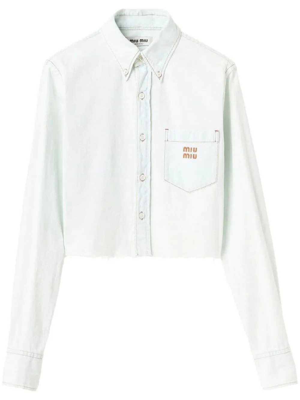 MiuMiu  |Denim Long Sleeves Plain Cotton Logo Shirts & Blouses