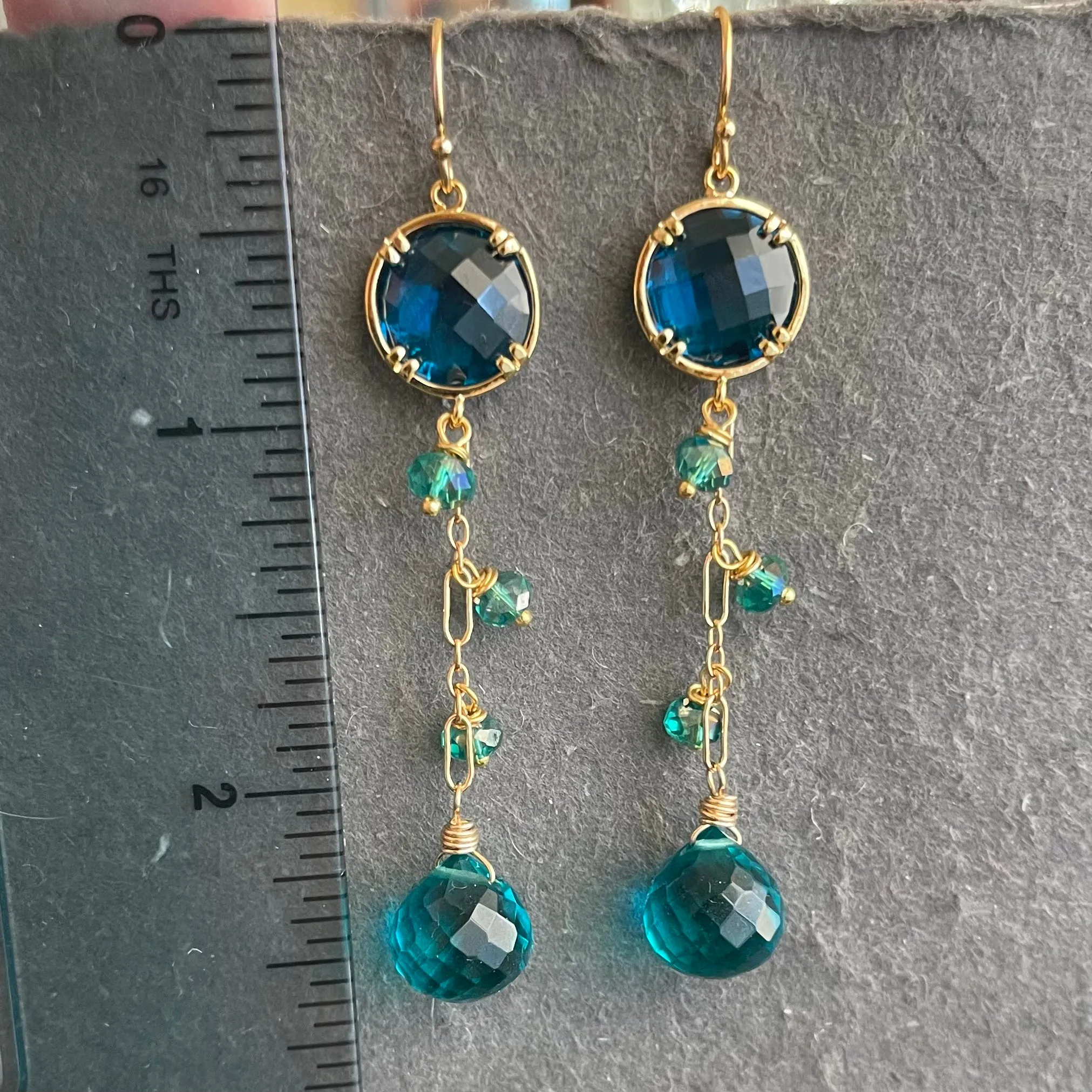 Paraiba and London Blue Dangle Earrings