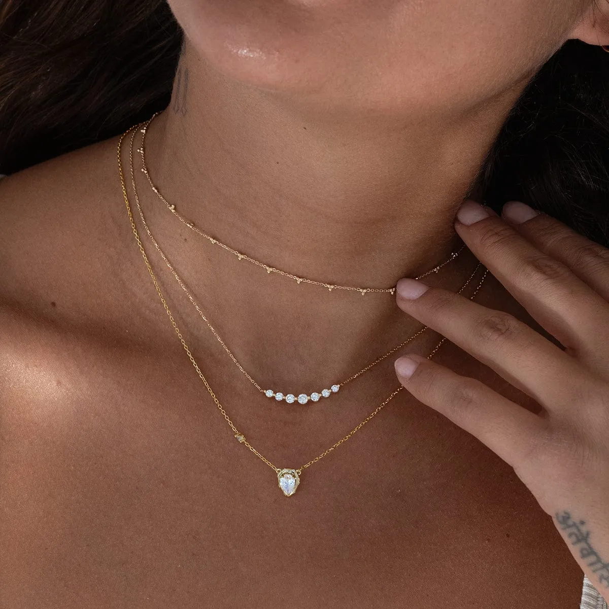 Pear Halo Diamond Necklace