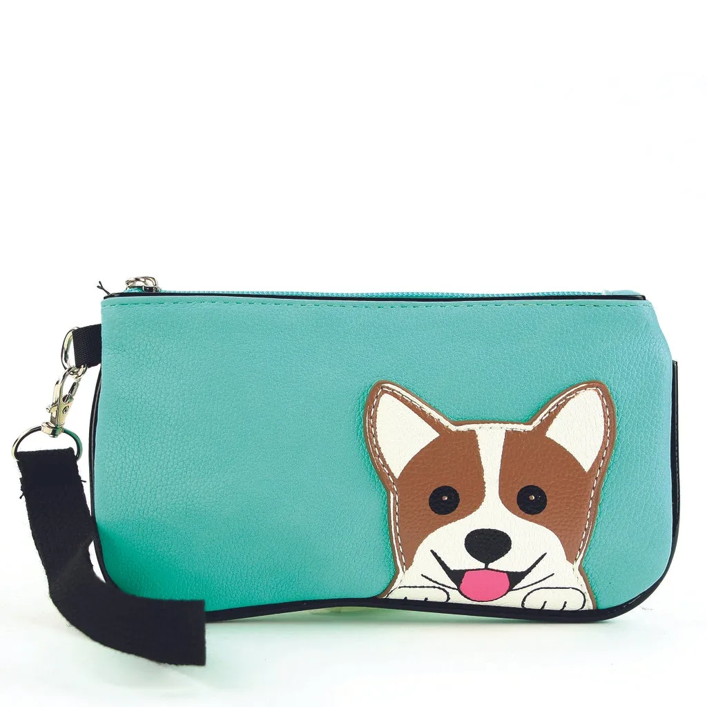 Peeking Corgi Wristlet