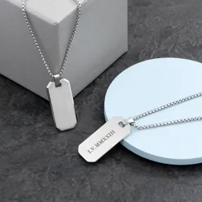 Personalised Men's Brushed Steel Dog Tag Necklace