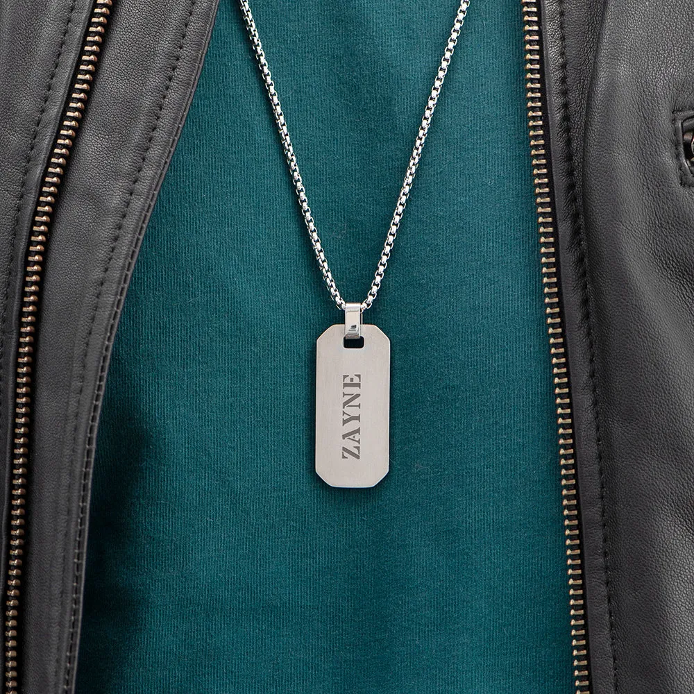 Personalised Men's Brushed Steel Dog Tag Necklace