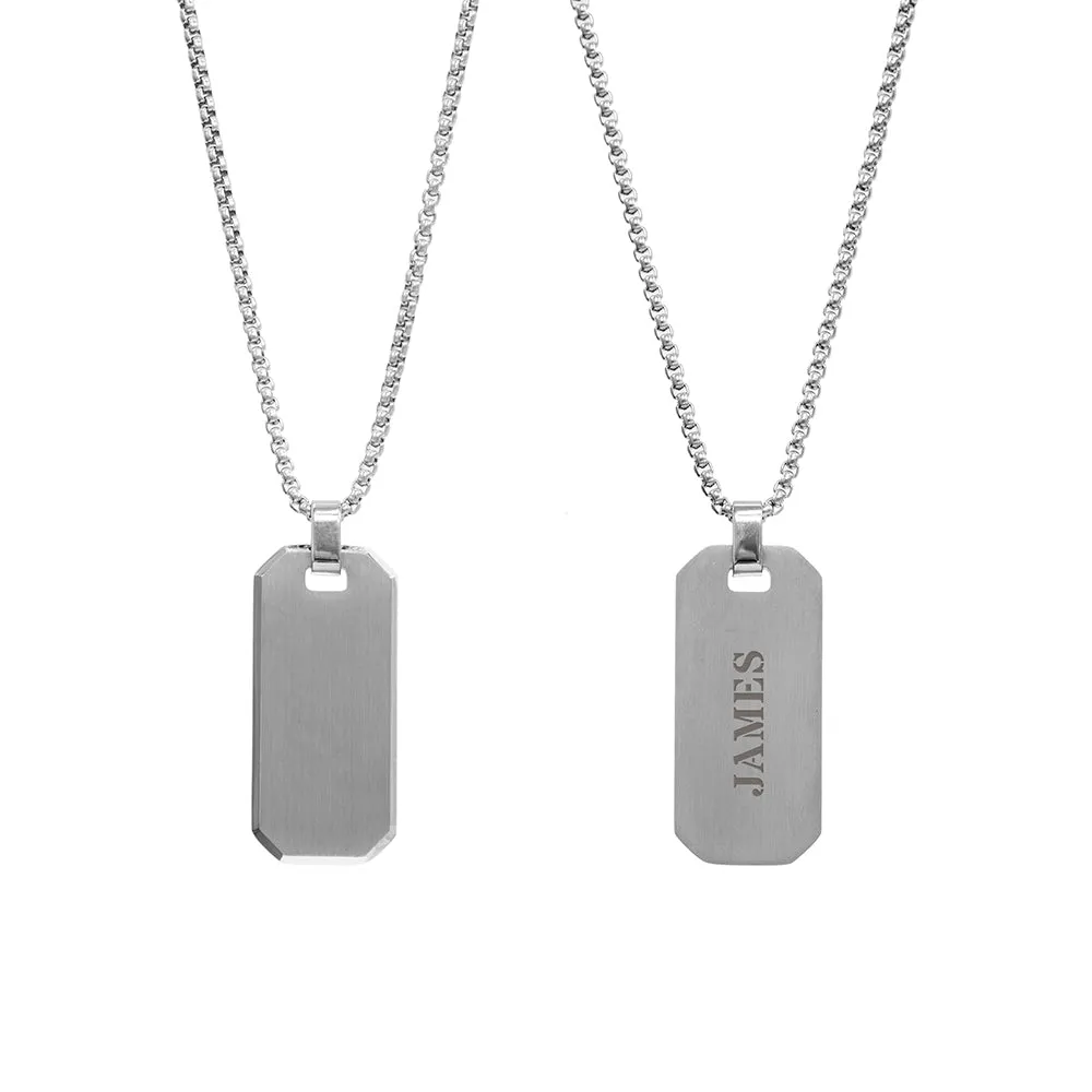 Personalised Men's Brushed Steel Dog Tag Necklace