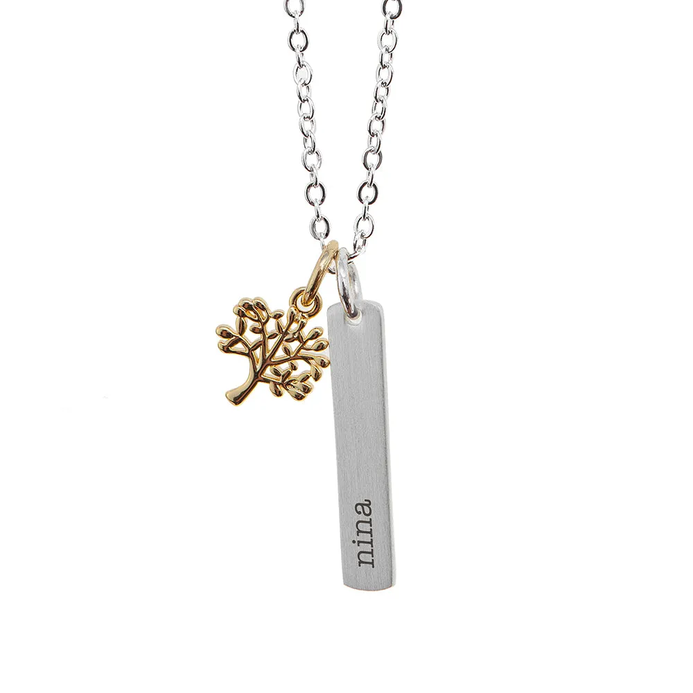 Personalised Tree of Life Vertical Bar Necklace