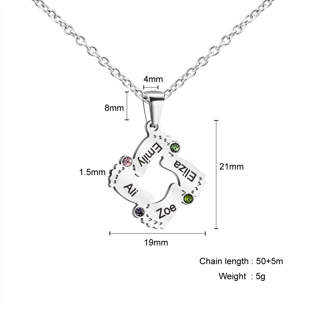 Personalized Baby Feet Necklace with Birthstone