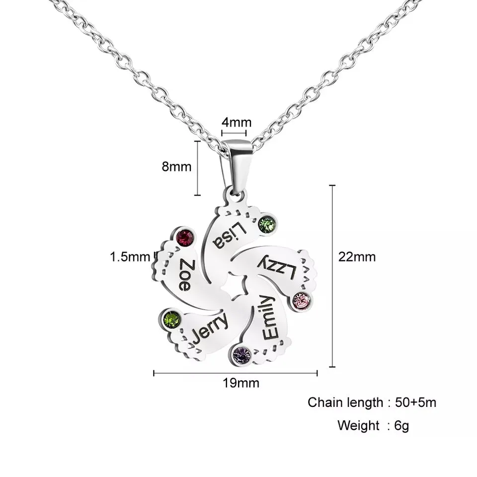 Personalized Baby Feet Necklace with Birthstone