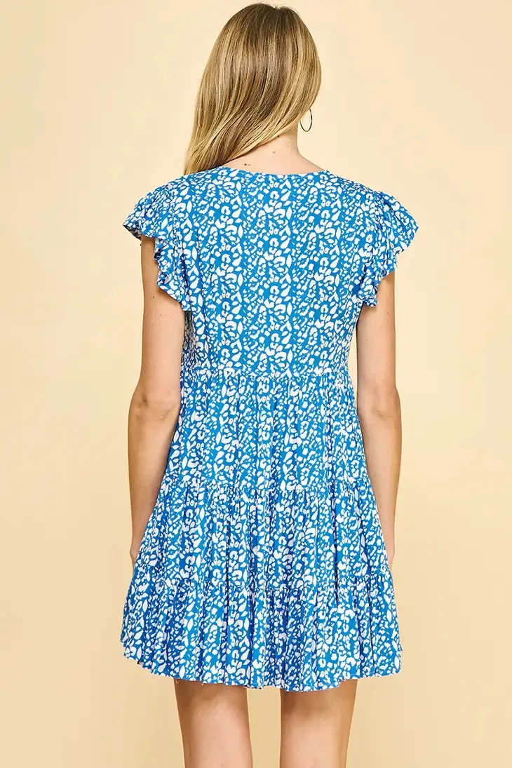 Pinch Print Tiered Mini Dress