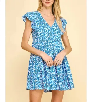 Pinch Print Tiered Mini Dress