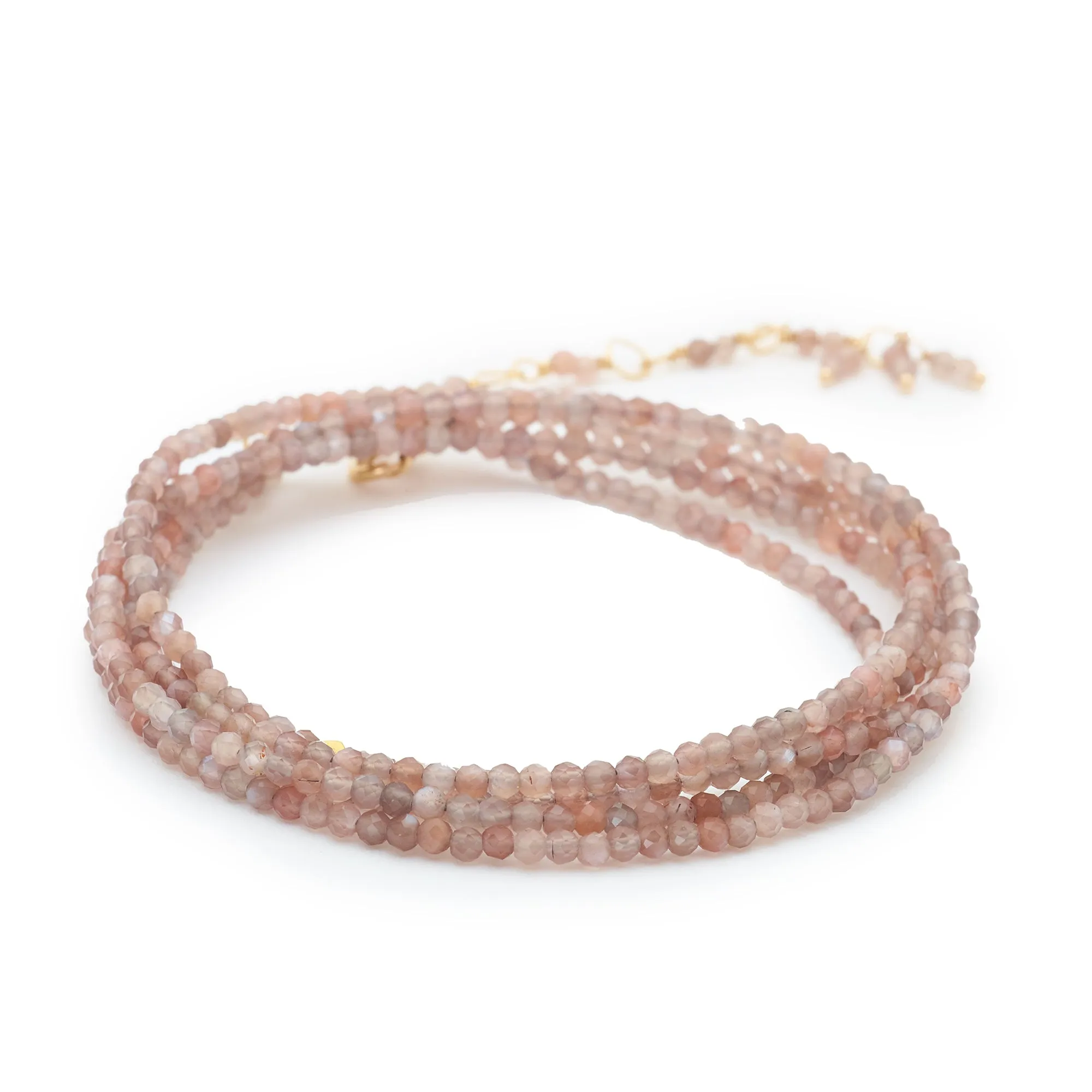 Pink Mink Moonstone Beaded Wrap Bracelet & Necklace 34 B098G-MINKMOON