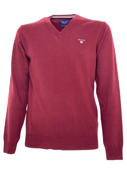 PULLOVER UOMO BORDEAUX 100% LANA