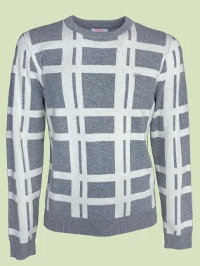 PULLOVER UOMO GRIGIO IN FANTASIA CHECK MISTO LANA