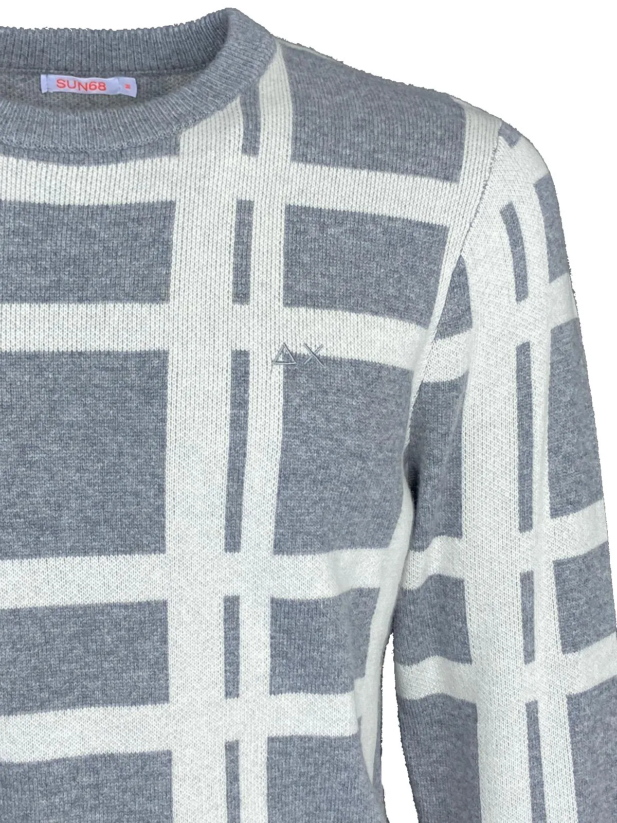 PULLOVER UOMO GRIGIO IN FANTASIA CHECK MISTO LANA