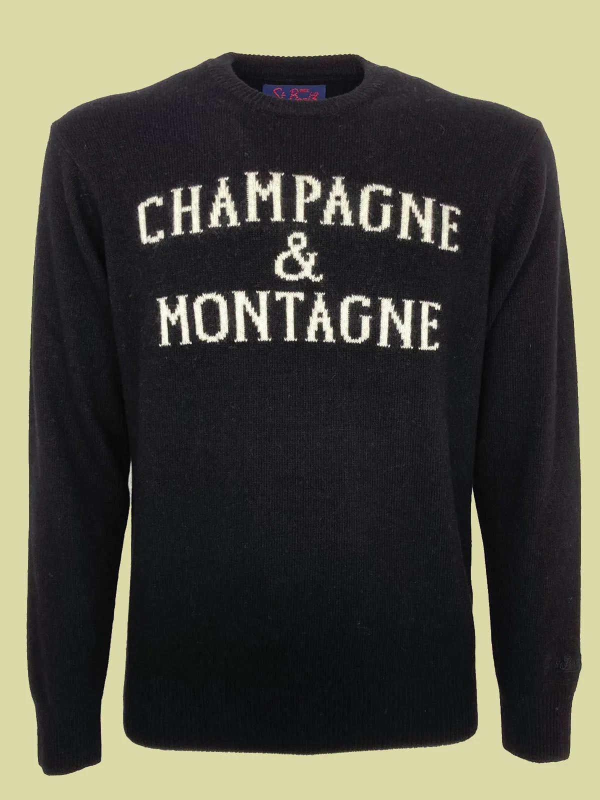 PULLOVER UOMO NERO CHAMPAGNE & MONTAGNE MISTO LANA