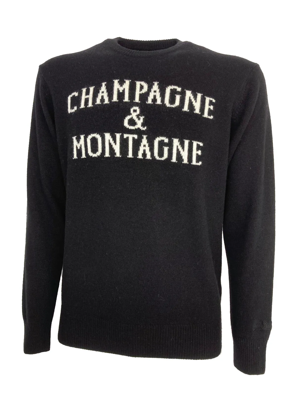 PULLOVER UOMO NERO CHAMPAGNE & MONTAGNE MISTO LANA