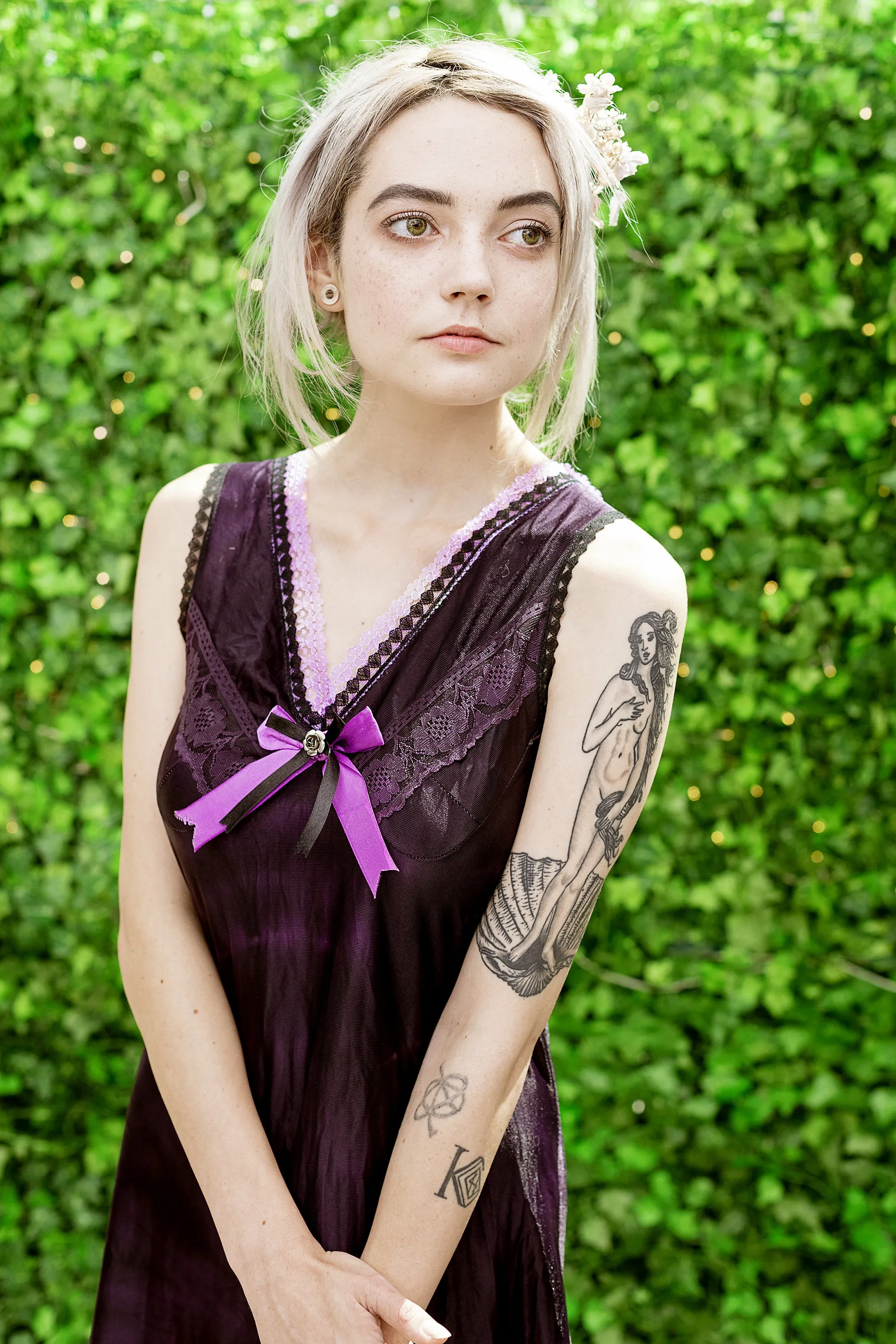 Purple tie dye gothic lace n rose fairy slip dress