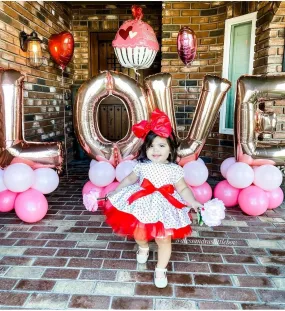 Red Valentine's hearts vintage Couture Dress