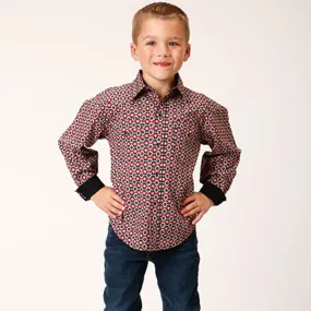 Roper Boy's Red Diamond Print Shirt