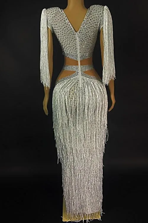 Samara Diamante Tassel Dress (Rhinestones)