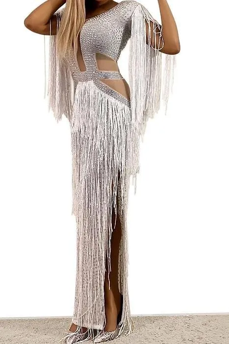 Samara Diamante Tassel Dress (Rhinestones)