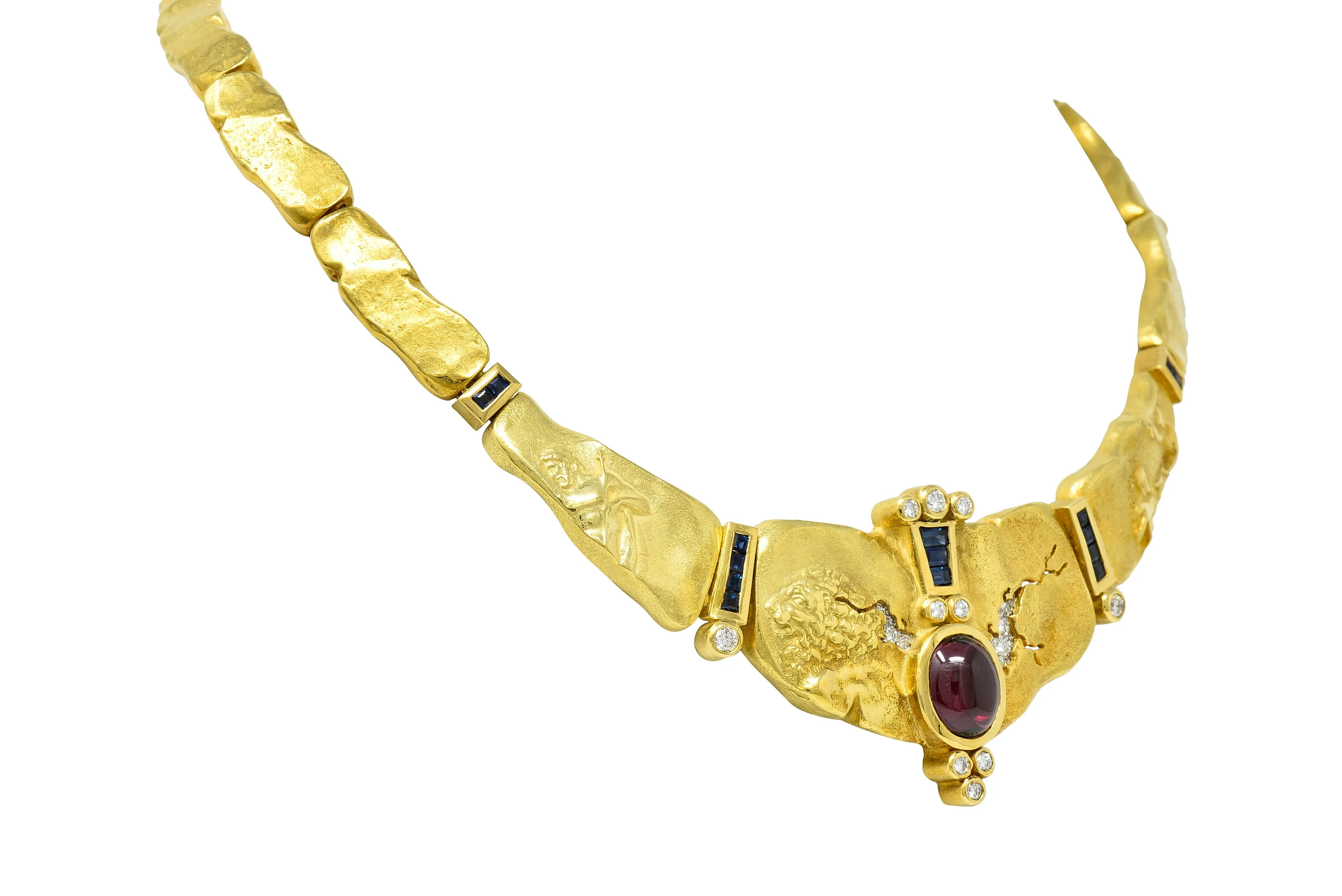 SeidenGang Sapphire Diamond Garnet 18 Karat Gold Odyssey Collar Necklace