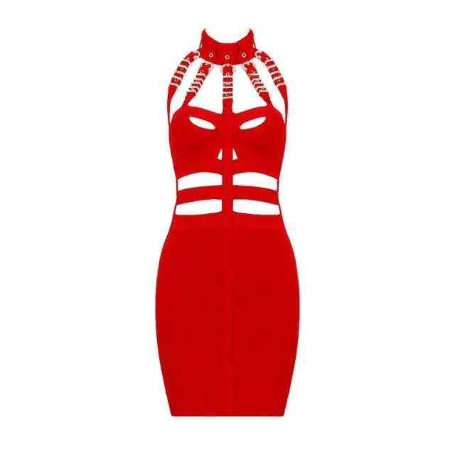 Sexy Hollow Out Eyelet Sequined Cut Out Mini Bandage Dress