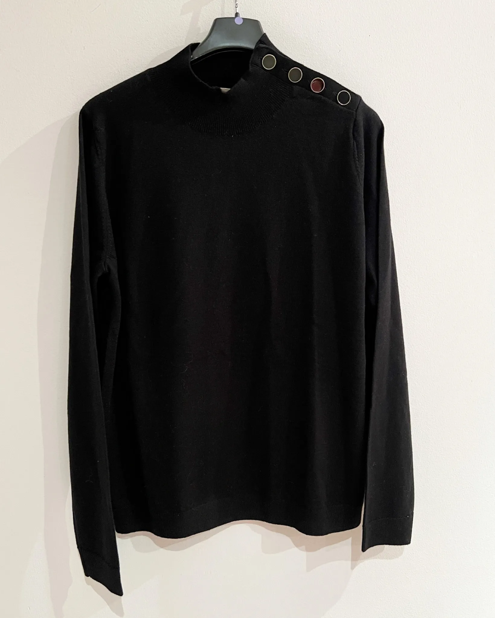 SEZANE  |Wool Rib Long Sleeves Plain Medium Elegant Style