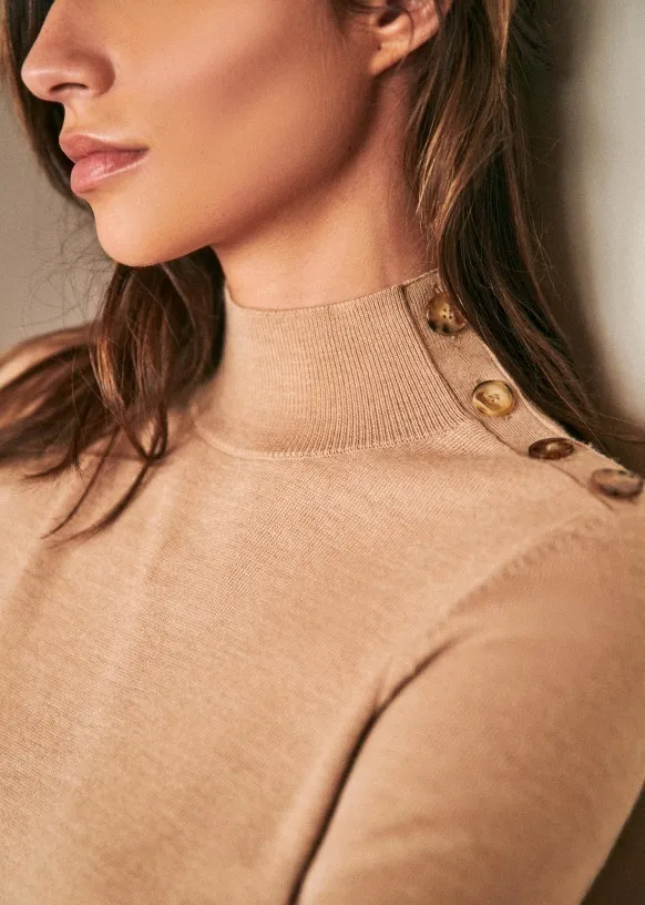 SEZANE  |Wool Rib Long Sleeves Plain Medium Elegant Style