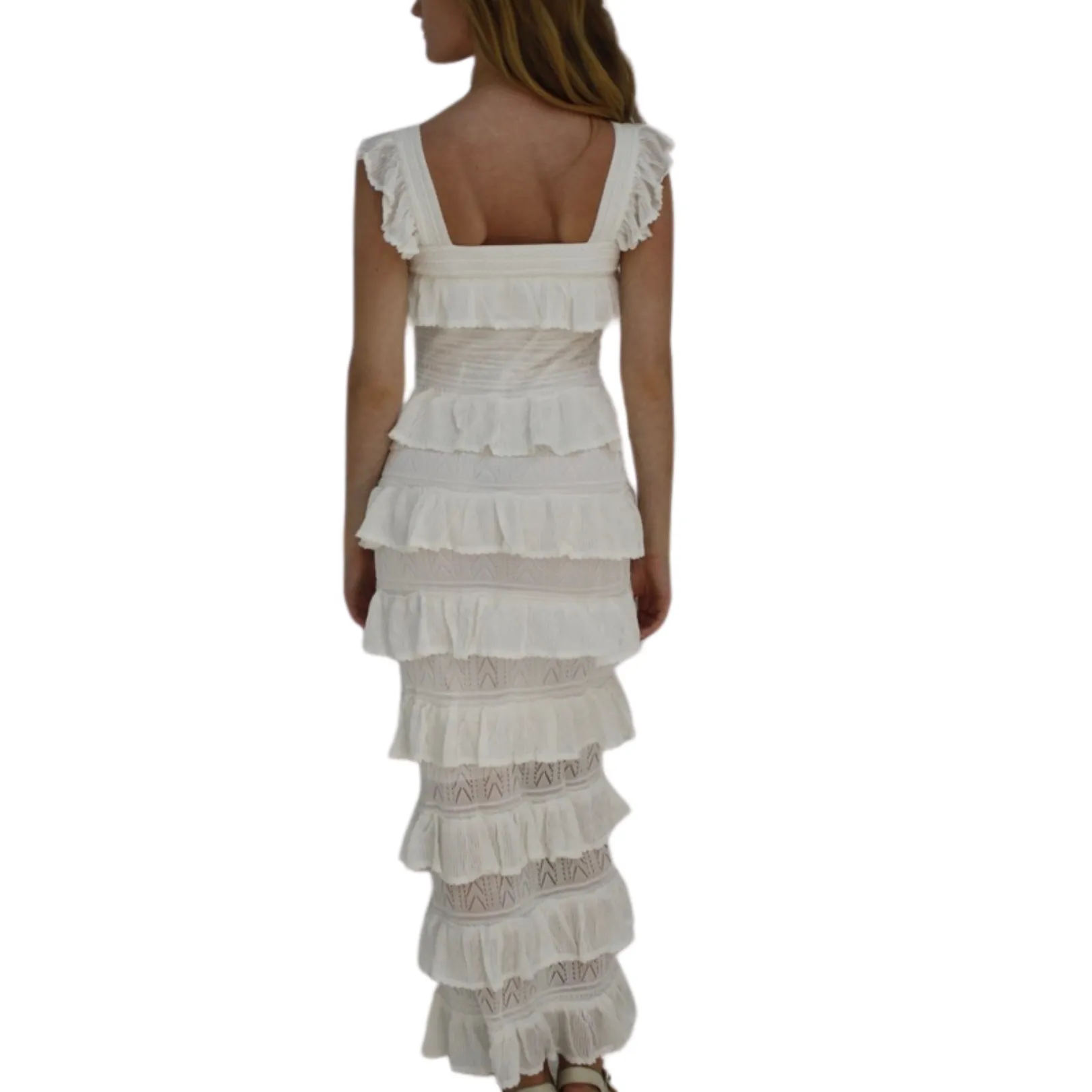 Shapman Square Neck Ruffle Tiered Dress