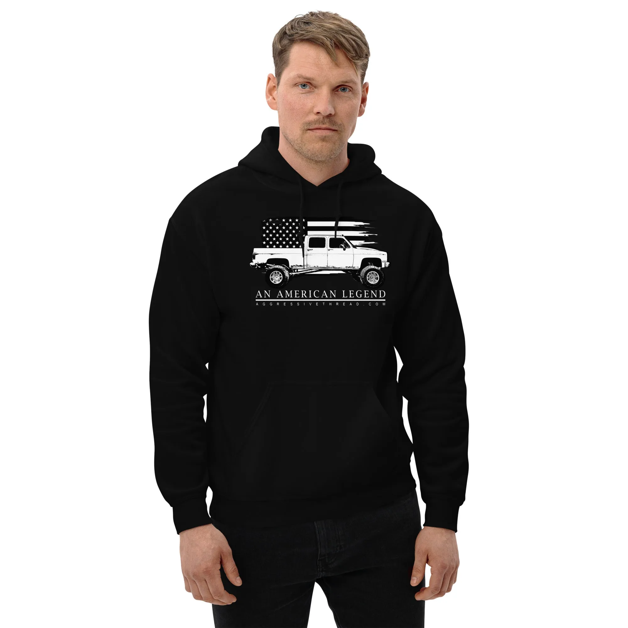 Square Body Truck Hoodie, Sweatshirt Based on 80s Crew Cab Pickup