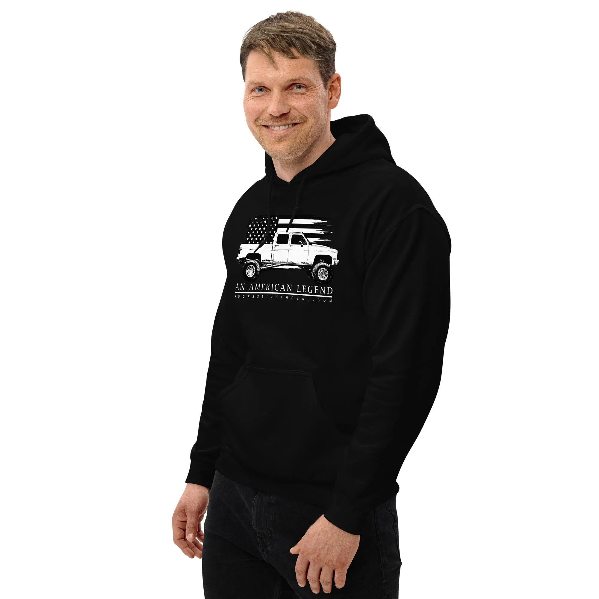 Square Body Truck Hoodie, Sweatshirt Based on 80s Crew Cab Pickup