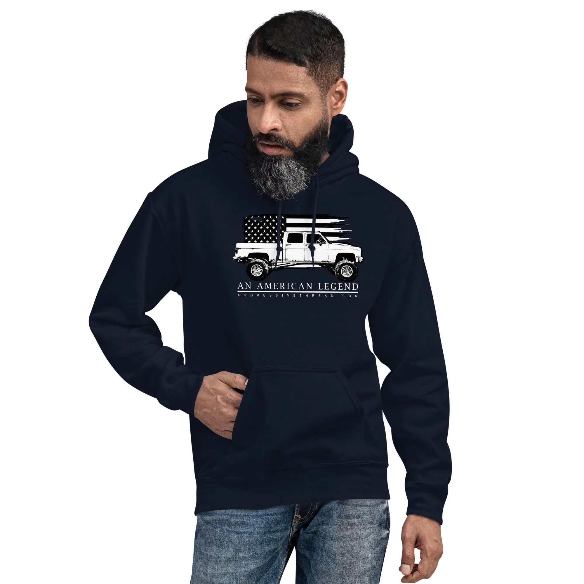 Square Body Truck Hoodie, Sweatshirt Based on 80s Crew Cab Pickup