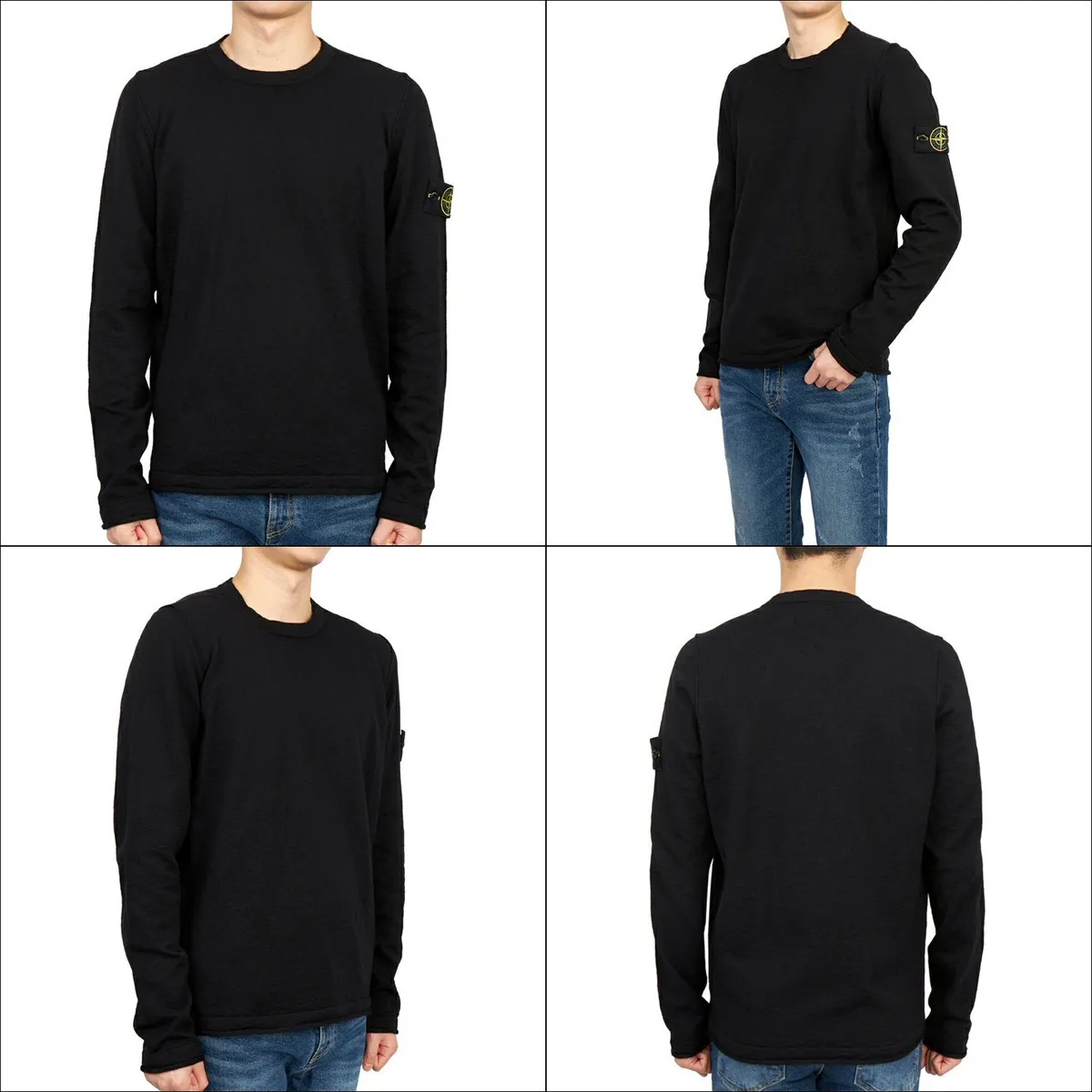 STONE ISLAND  |Crew Neck Long Sleeves Plain Cotton Logo Sweaters