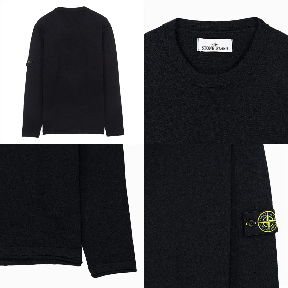 STONE ISLAND  |Crew Neck Long Sleeves Plain Cotton Logo Sweaters