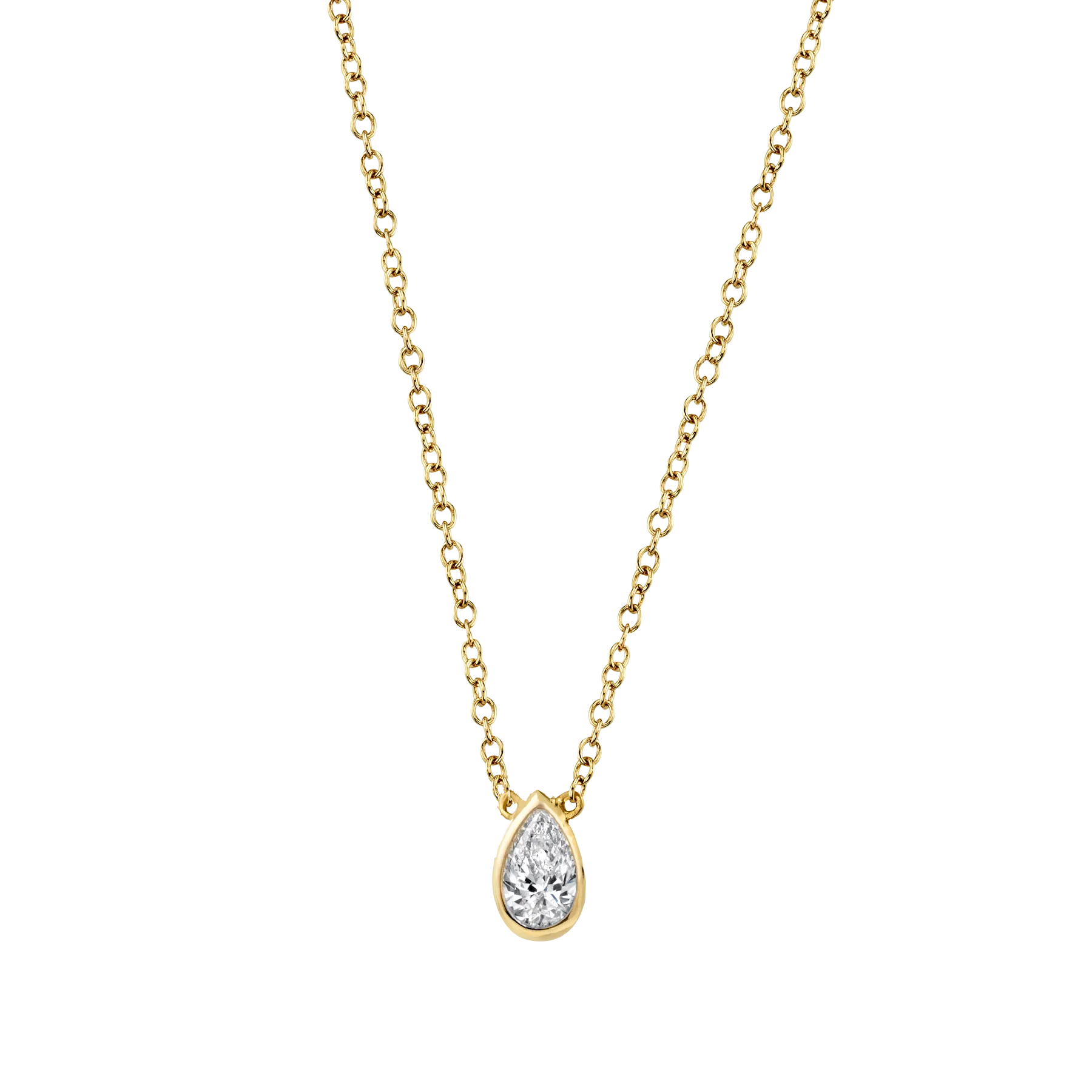 Teardrop Necklace - White Diamond / 14k Yellow Gold