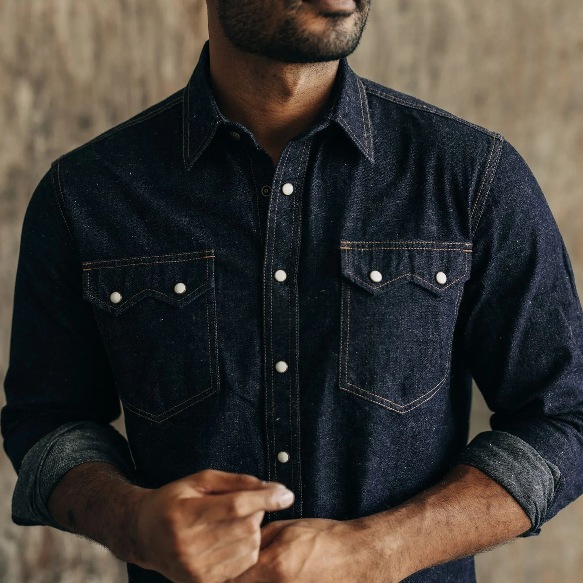 The Frontier Shirt in Rinsed Indigo Denim