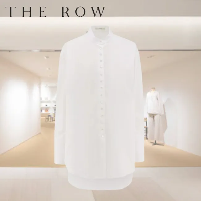 The Row  |Long Sleeves Plain Cotton Elegant Style Shirts & Blouses