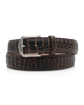 Two Tone Alligator Belt in Charcoal and Mink