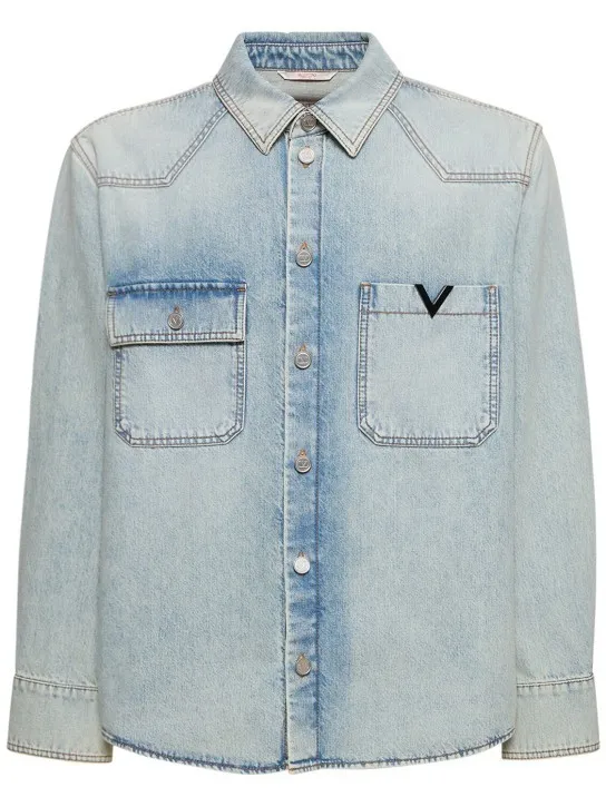 VALENTINO  |Long Sleeves Cotton Bridal Logo Luxury Outlet Shirts