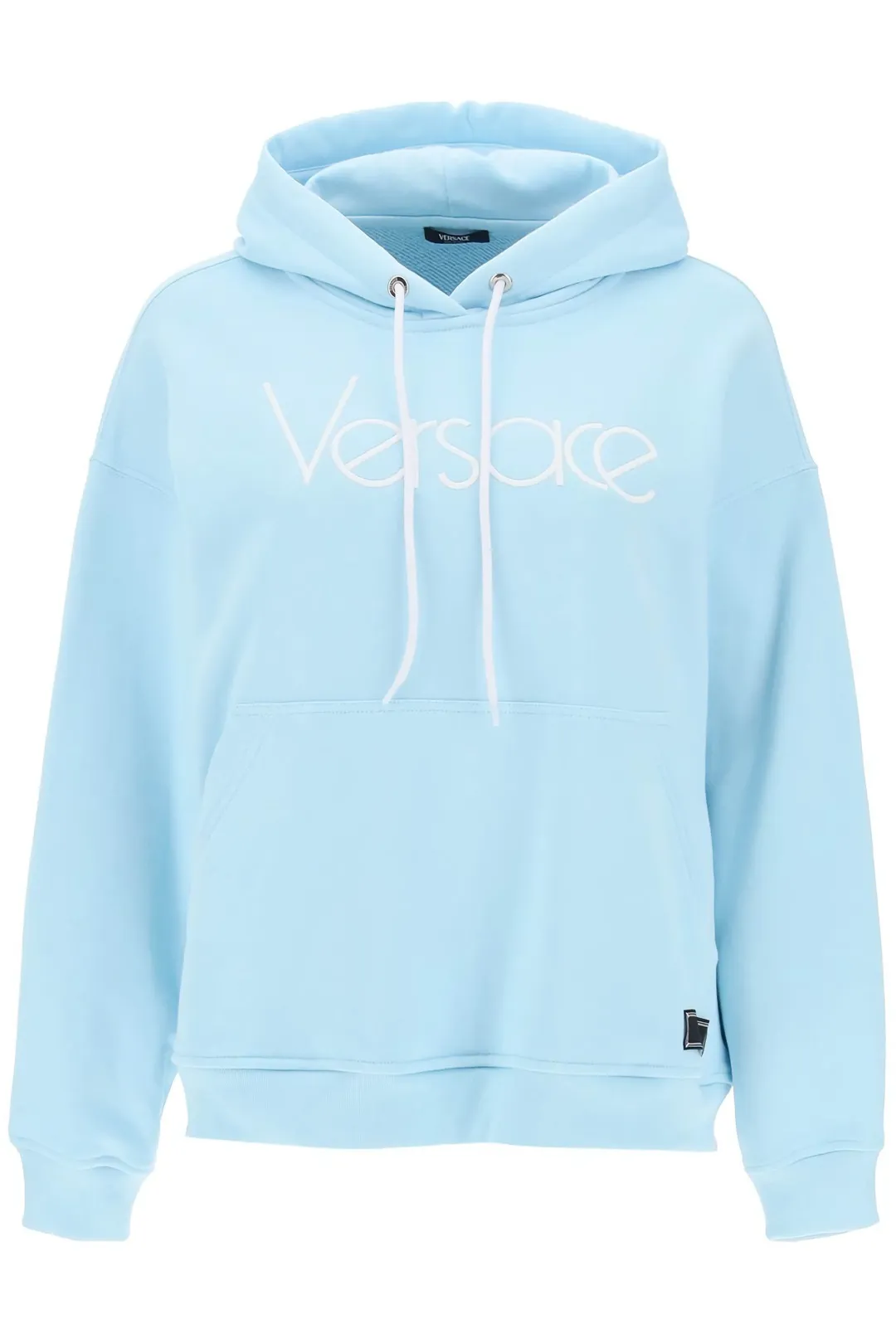 VERSACE  |Rib Long Sleeves Plain Cotton Oversized Logo