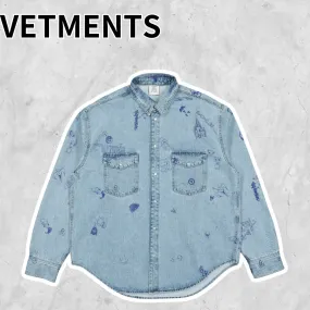 VETEMENTS  |Unisex Denim Street Style Long Sleeves Shirts