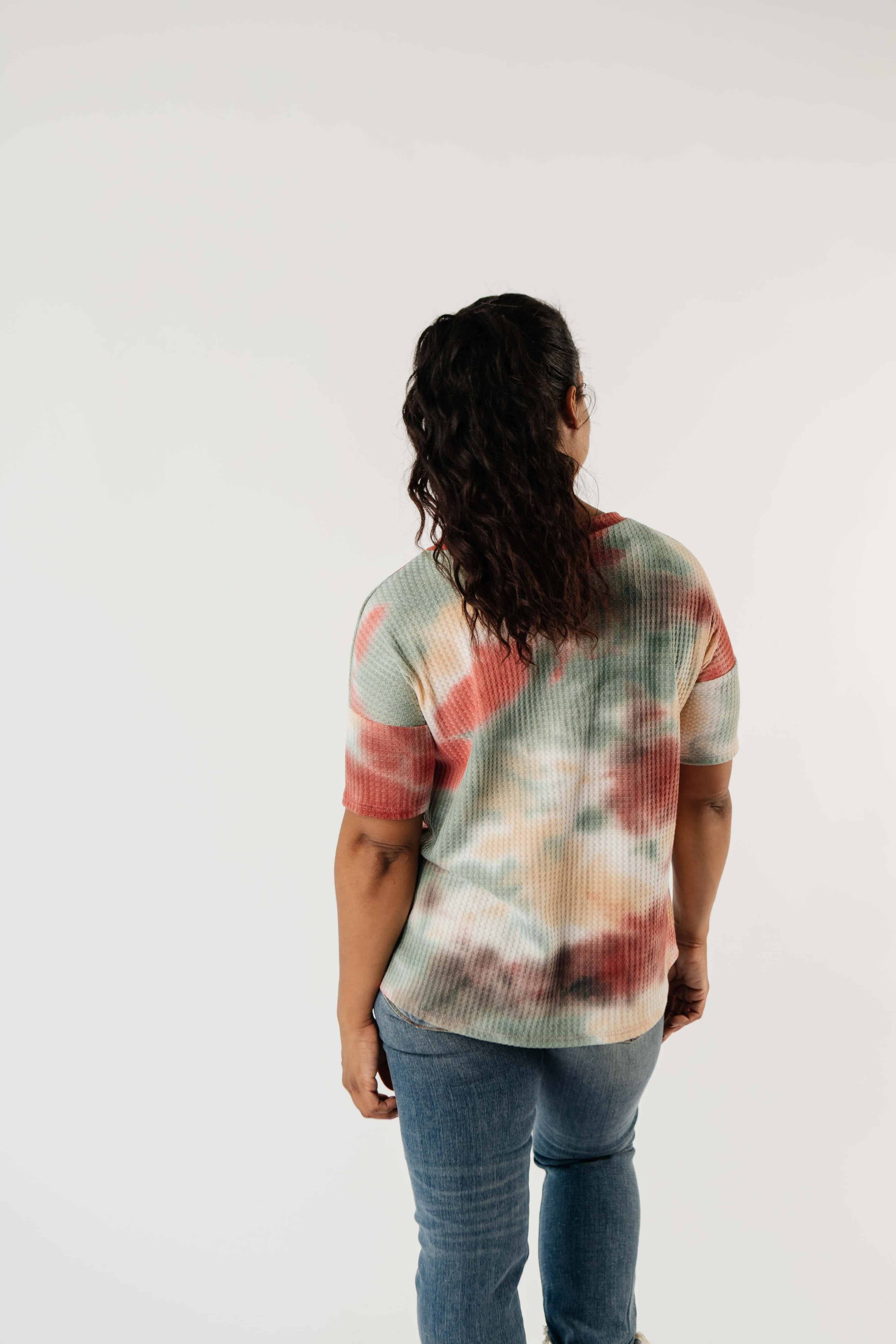 Waffle Knit Tie Dye Top In Sunrise - On Hand